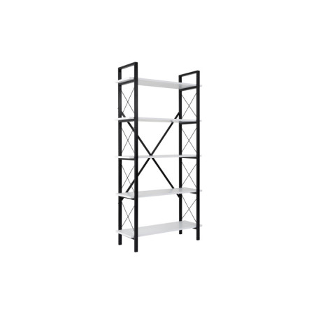 Bibliothèque Étagère en bois MDF mélaminé et métal blanc et noir 90 x 34 x 180 cm Moderne