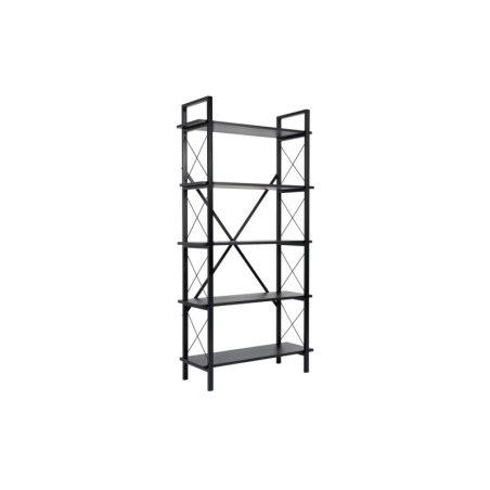 Bibliothèque Étagère en bois MDF mélaminé et métal noir 90 x 34 x 180 cm Industriel