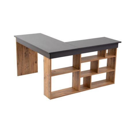 Bureau détude Table de travail en bois MDF mélaminé anthracite et pin atlantique 130 x 120 x 72 cm