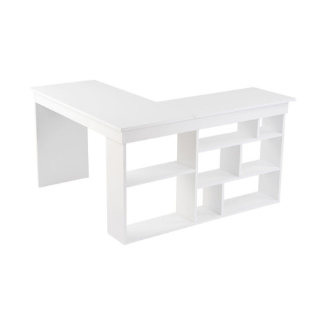 Bureau détude Table de travail en bois MDF mélaminé blanc naturel 130 x 120 x 72 cm