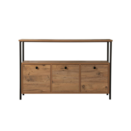 Console Meuble dentrée en bois MDF mélaminé et métal pin atlantique et noir 120 x 30 x 77 cm Industriel