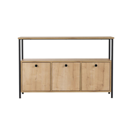 Console Meuble dentrée en bois MDF mélaminé et métal chêne et noir 120 x 30 x 77 cm Industriel