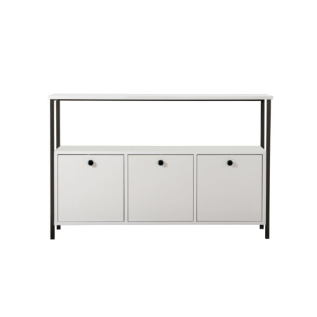 Console Meuble dentrée en bois MDF mélaminé et métal blanc et noir 120 x 30 x 77 cm Industriel