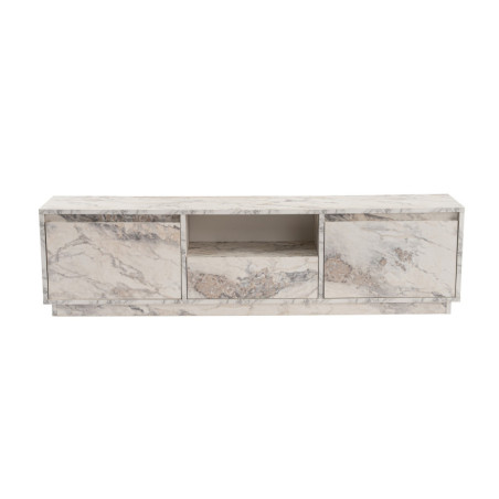 Meuble TV Banc TV en bois MDF mélaminé effet marbre Freesia 160 x 30 x 42 cm