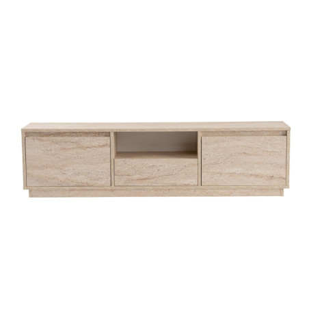 Meuble TV Banc TV en bois MDF mélaminé effet travertin 160 x 30 x 42 cm