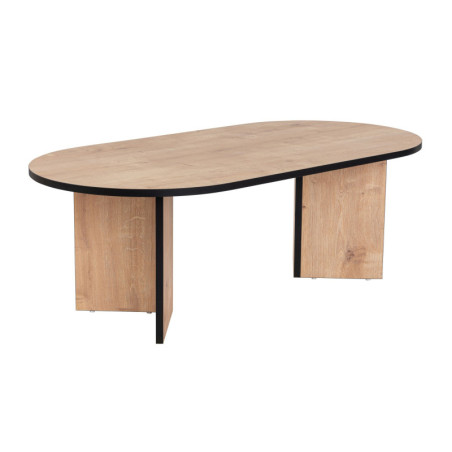 Table basse de salon en bois MDF mélaminé chêne saphir et noir 119 x 60 x 40 cm