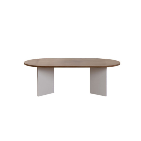 Table basse de salon en bois MDF mélaminé noyer et blanc 119 x 60 x 40 cm