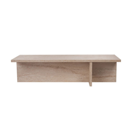 Table basse de salon en bois MDF mélaminé effet travertin 120 x 45 x 30 cm charge 27 kg