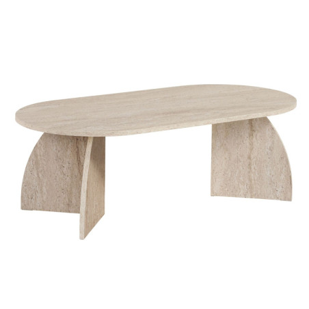 Table basse de salon en bois MDF mélaminé effet travertin 120 x 60 x 40 cm charge 25 kg