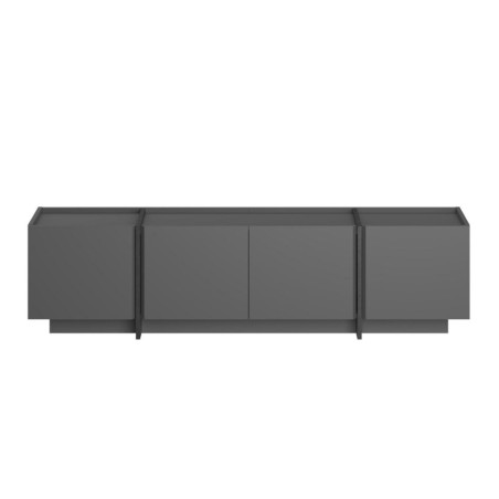 Meuble TV Banc TV en bois MDF mélaminé anthracite et noir 180 x 35 x 46 cm fermeture douce