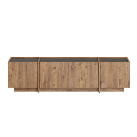 Meuble TV Banc TV en bois MDF mélaminé pin atlantique et anthracite 180 x 35 x 46 cm fermeture douce