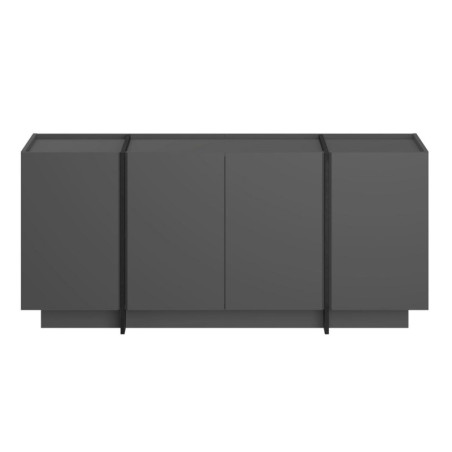 Console Meuble dentrée en bois MDF mélaminé anthracite et noir 180 x 45 x 80 cm fermeture douce