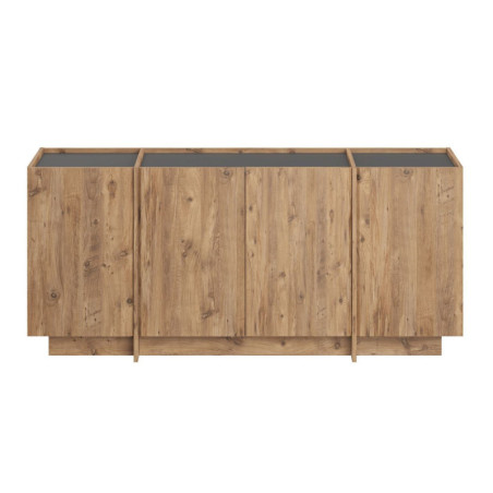 Console Meuble dentrée en bois MDF mélaminé pin atlantique et anthracite 180 x 45 x 80 cm fermeture douce