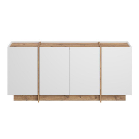 Console Meuble dentrée en bois MDF mélaminé blanc et pin atlantique 180 x 45 x 80 cm