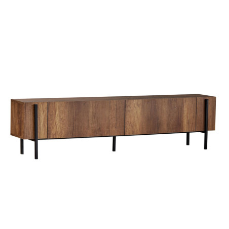 Meuble TV Banc TV en bois MDF mélaminé et métal noyer Barok et noir 180 x 30 x 45 cm