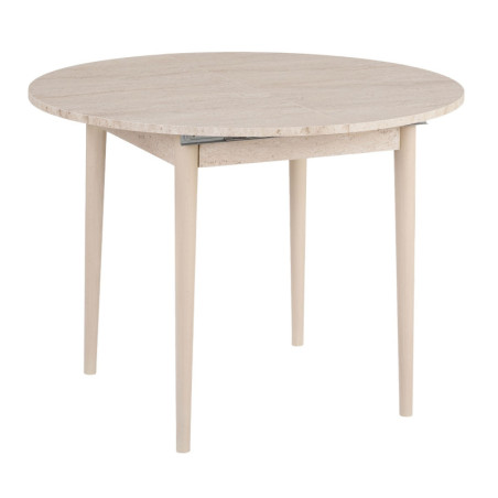 Table à manger extensible en bois MDF mélaminé travertin et chêne 100 à 131 x 100 x 75 cm