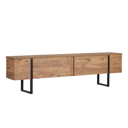 Meuble TV Banc TV en bois MDF mélaminé pin atlantique et noir 180 x 30 x 50 cm