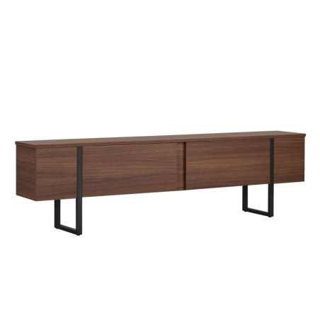 Meuble TV Banc TV en bois MDF mélaminé noyer et noir 180 x 30 x 50 cm