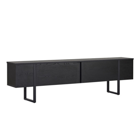 Meuble TV Banc TV en bois MDF mélaminé bois noir et noir 180 x 30 x 50 cm