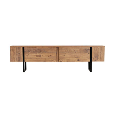 Meuble TV Banc TV en bois MDF mélaminé pin atlantique et noir 180 x 30 x 50 cm