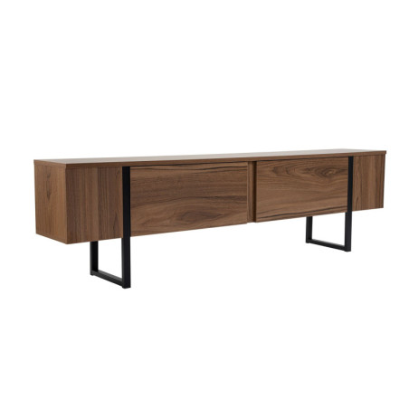 Meuble TV Banc TV en bois MDF mélaminé noyer et noir 180 x 30 x 50 cm