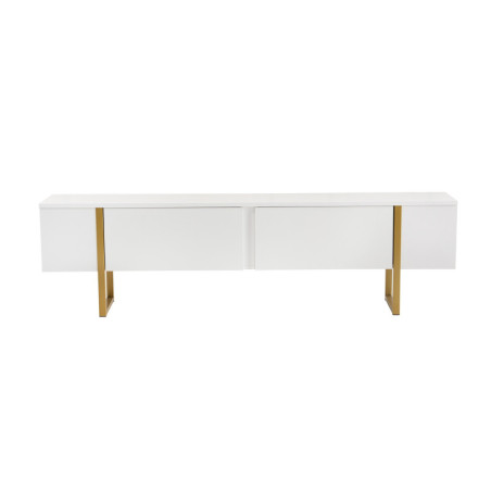 Meuble TV Banc TV en bois MDF mélaminé blanc et doré 180 x 30 x 50 cm