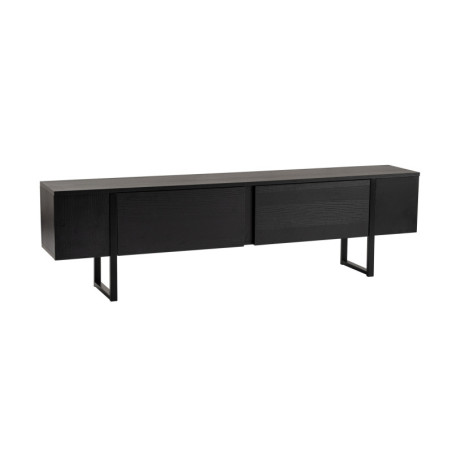 Meuble TV Banc TV en bois MDF mélaminé bois noir et noir 180 x 30 x 50 cm