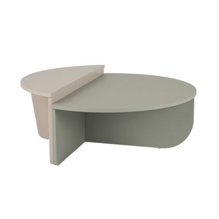 Tables basses gigognes en bois MDF mélaminé vert cendré et grès 90 x 60 x 30 cm lot de 2