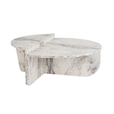 Tables basses gigognes en bois MDF mélaminé marbre Freesia 90 x 60 x 30 cm lot de 2
