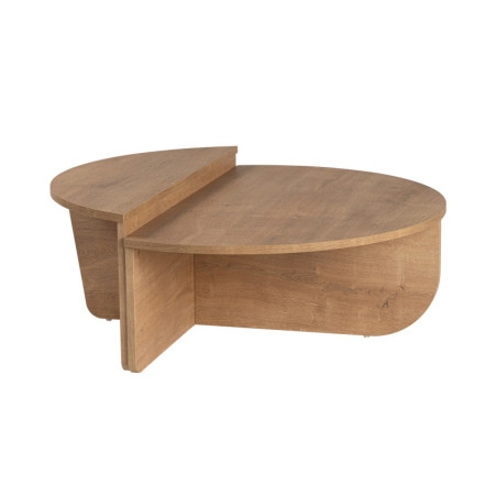 Tables basses gigognes en bois MDF mélaminé chêne miel 90 x 60 x 30 cm lot de 2