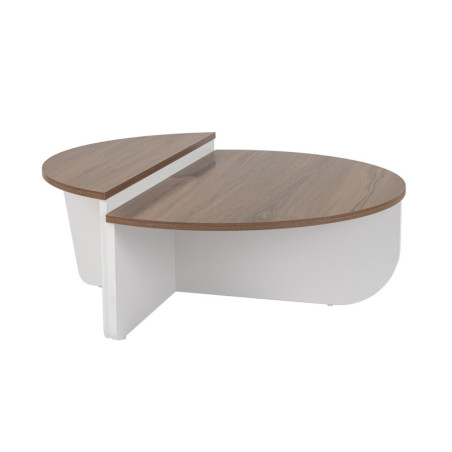 Tables basses gigognes en bois MDF mélaminé noyer et blanc 90 x 60 x 30 cm lot de 2