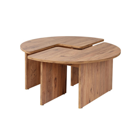 Table basse ronde en bois MDF mélaminé pin atlantique Ø90 x 41 cm
