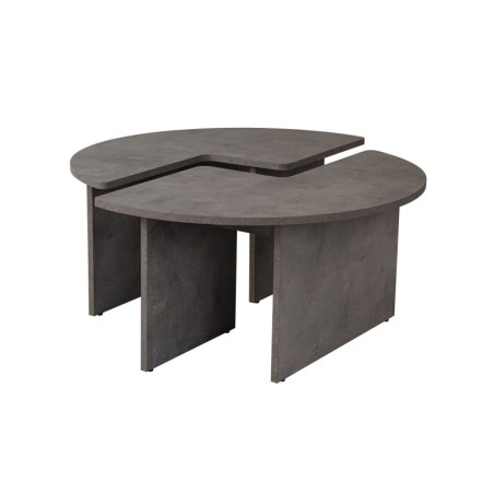 Table basse ronde en bois MDF mélaminé gris béton Ø90 x 41 cm