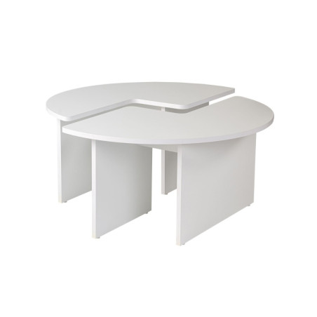 Table basse ronde en bois MDF mélaminé blanc naturel Ø90 x 41 cm