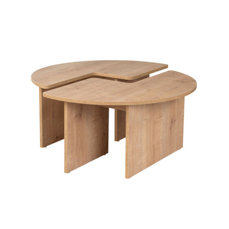 Table basse ronde en bois MDF mélaminé chêne Ø90 x 41 cm