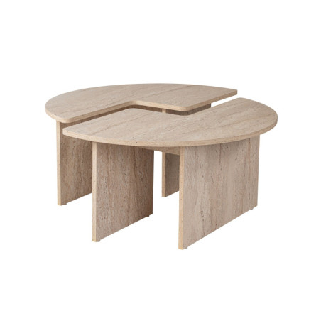 Table basse ronde en bois MDF mélaminé travertin Ø90 x 41 cm