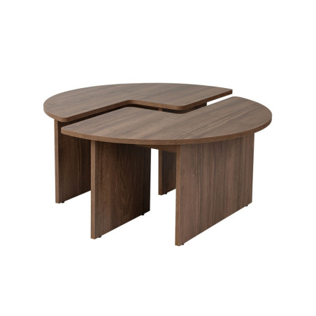 Table basse ronde en bois MDF mélaminé noyer Ø90 x 41 cm