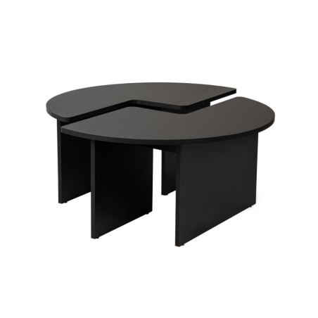 Table basse ronde en bois MDF mélaminé bois noir Ø90 x 41 cm