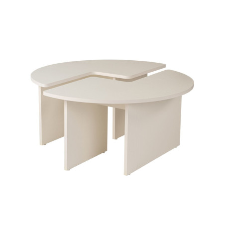 Table basse ronde en bois MDF mélaminé bois blanc Ø90 x 41 cm