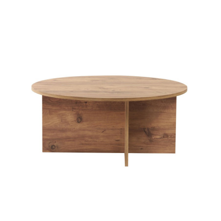 Table basse ronde de salon en bois MDF mélaminé pin atlantique Ø90 x 40 cm