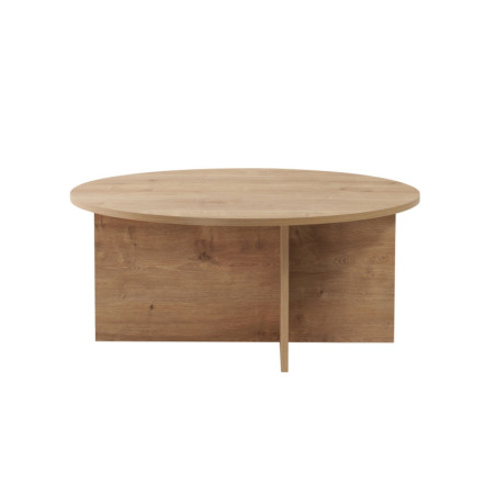 Table basse ronde de salon en bois MDF mélaminé chêne saphir Ø90 x 40 cm