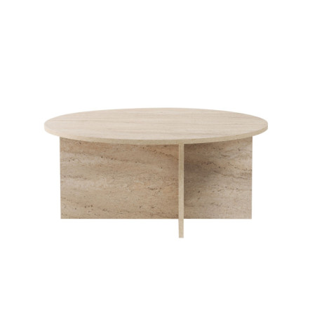 Table basse ronde de salon en bois MDF mélaminé travertin Ø90 x 40 cm