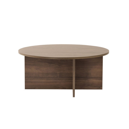 Table basse ronde de salon en bois MDF mélaminé noyer Ø90 x 40 cm