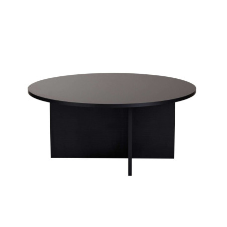 Table basse ronde de salon en bois MDF mélaminé bois noir Ø90 x 40 cm
