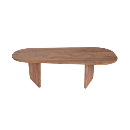 Table basse ovale de salon en bois MDF mélaminé pin atlantique 130 x 65 x 40 cm