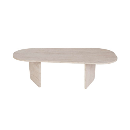 Table basse ovale de salon en bois MDF mélaminé travertin 130 x 65 x 40 cm