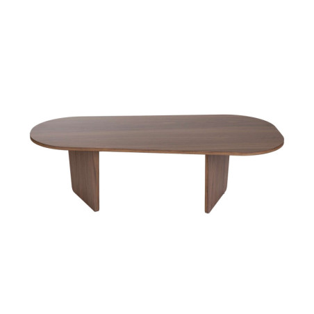 Table basse ovale de salon en bois MDF mélaminé noyer 130 x 65 x 40 cm