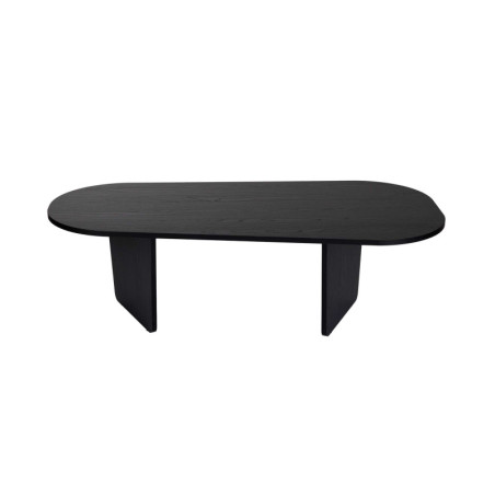 Table basse ovale de salon en bois MDF mélaminé bois noir 130 x 65 x 40 cm