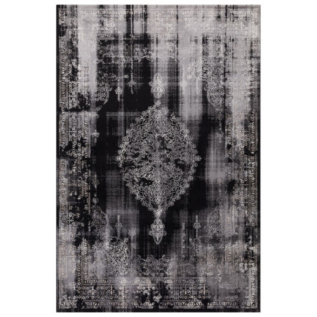 Tapis de salon en polyester noir 60 x 110 cm