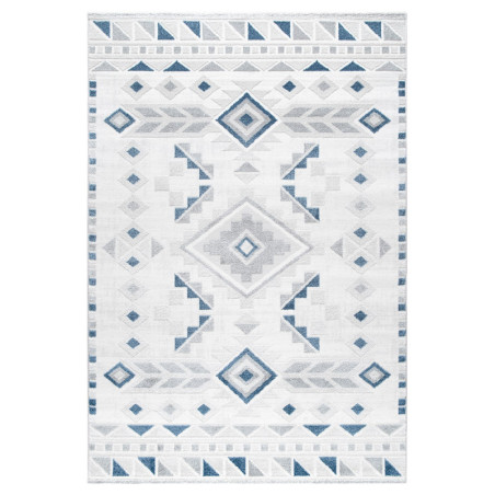 Grand tapis de salon en polyester gris et bleu 200 x 290 cm